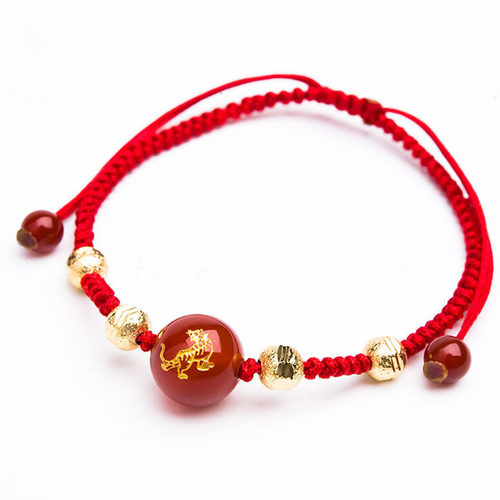 天然生肖属虎本命年饰品红绳手链