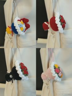 成品手工钩针迷你玫瑰花束diy手捧花向日葵钥匙扣包挂件闺蜜礼物