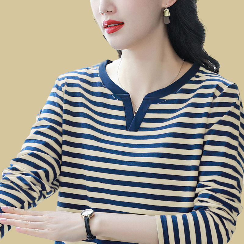 2025年新款纯棉条纹长袖T恤
