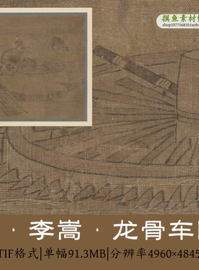 宋 李嵩 龙骨车图/宋画宋人小品古人生活图片 有破损原图tif格式