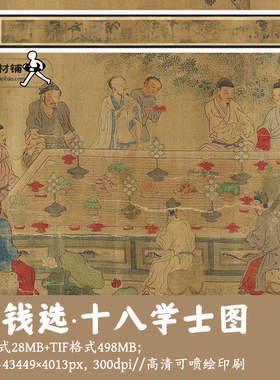 元钱选/十八学士图/中国画工笔人物古人高士逸士图高清素材g17616