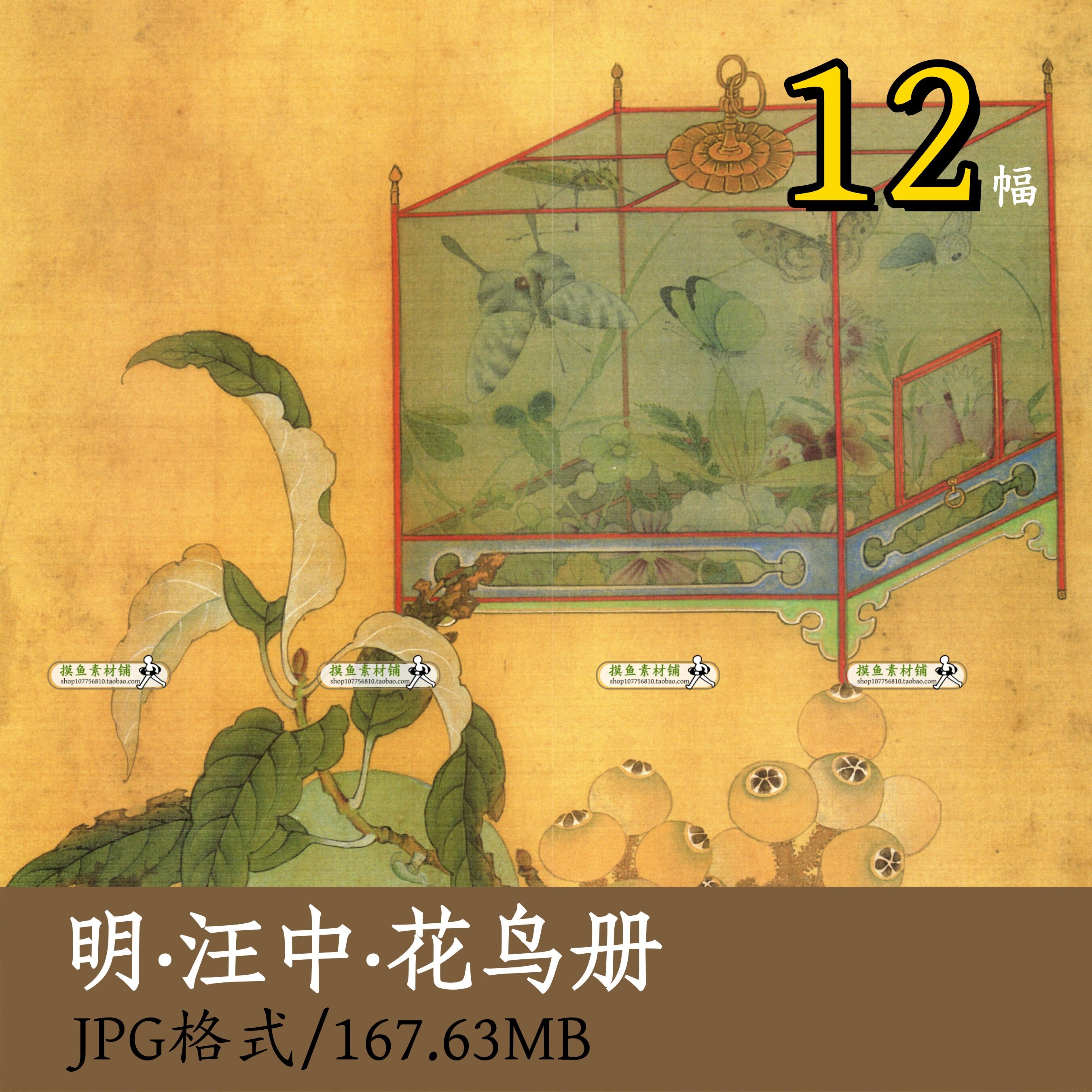 明代汪中花鸟图册/传统绘画工笔花卉写生图临摹学习jpg高清z126