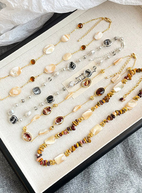 达令 天然鲍鱼贝项链 高级感毛衣链 女士配饰2026新款 气质锁骨链