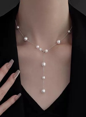 达令 满天星珍珠项链 choker颈链 长款毛衣链 锁骨链 吊坠 配饰