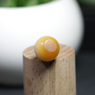 现货【珠玉珍藏】14mm新疆和田玉籽料黄沁白玉种圆珠单珠顶珠配珠