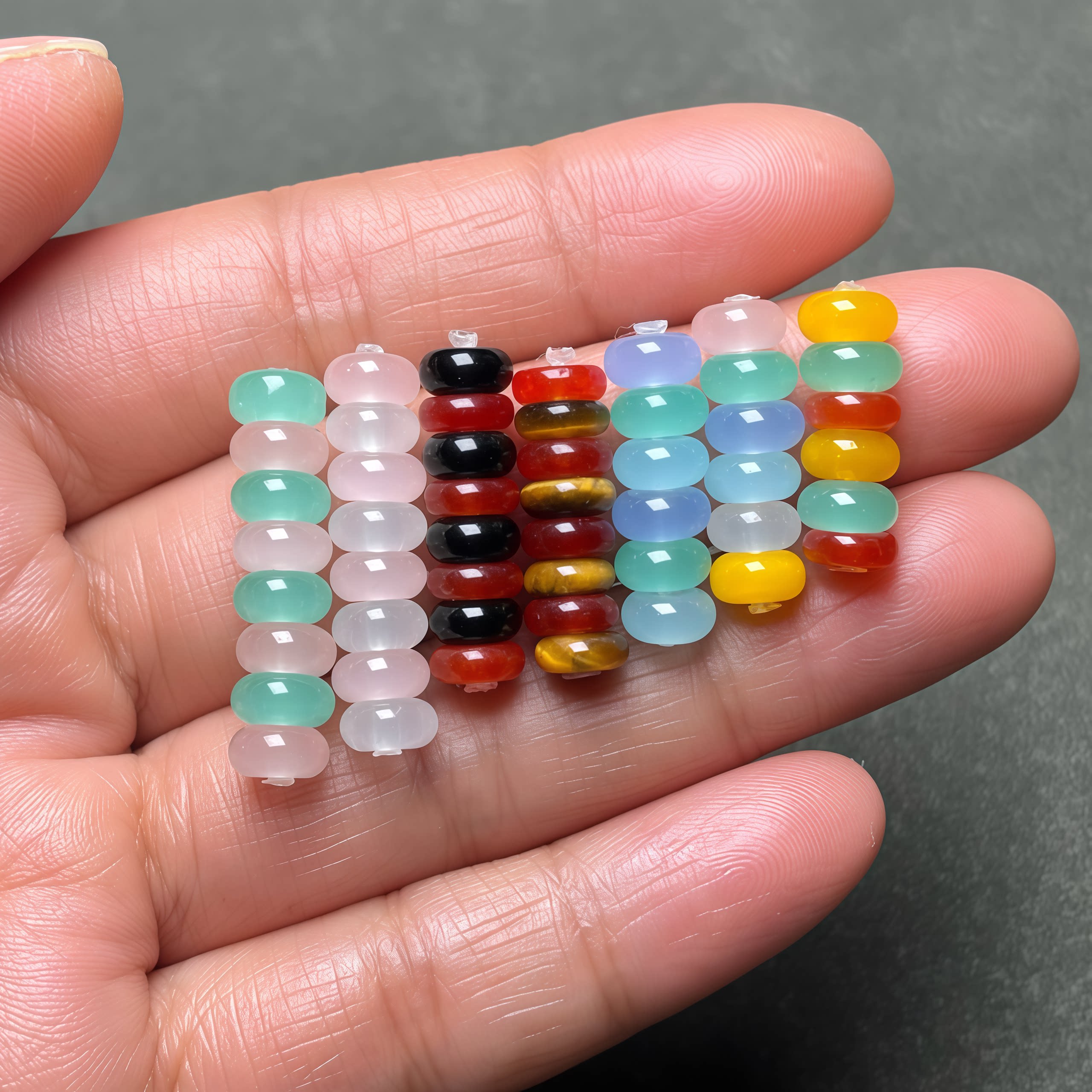 天然玛瑙隔片多色混装DIY手链项链配饰材料包红黑色扁珠串珠配件