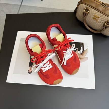 小个子增高7cm歪头德训鞋女真皮小码313233内增高休闲透气阿甘鞋