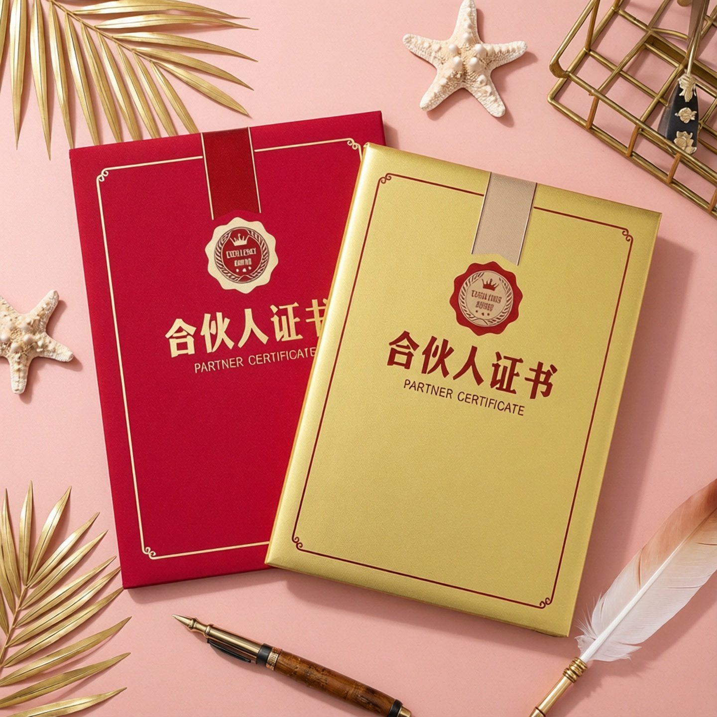 合伙人证书外壳A4封面分红收益证书合作创业书股权股东股票定制封