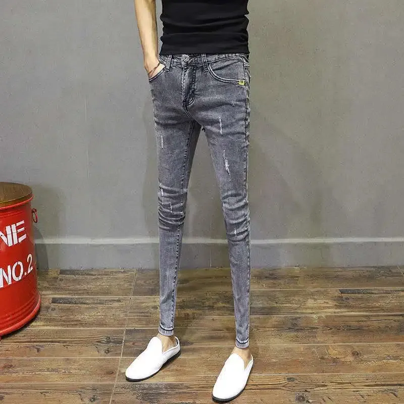 弹力牛仔裤男韩版显瘦紧身小脚裤