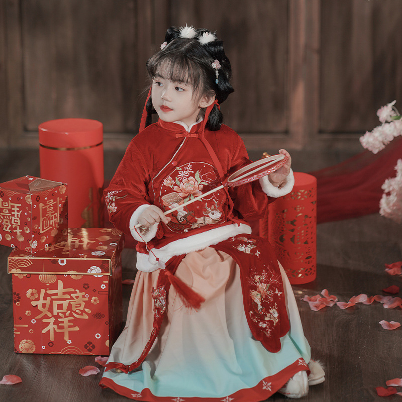 套装厚汉服全程锦绣女童