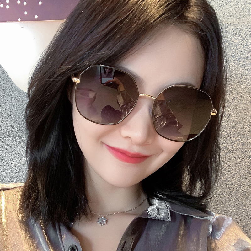 墨镜女高级感2025年新款细金属框偏光镜大脸夏季防紫外线太阳镜女