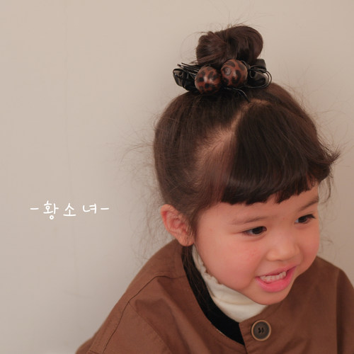 黄小妞秋冬儿童皮质蝴蝶结发圈