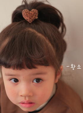 The H豹纹爱心发夹女童豹纹爱心发绳高马尾秋冬弹力皮筋