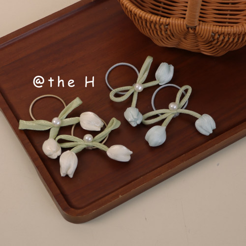 韩系甜美珍珠蝴蝶结双马尾发圈