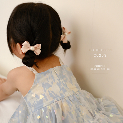 黄小妞儿童蝴蝶结珍珠发夹