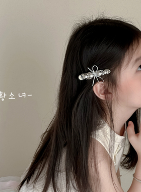 The H韩版ins风蝴蝶结珍珠发夹女童高级百搭刘海夹头饰