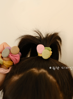 The H韩版儿童高弹力丸子头发圈儿童小清新撞色女童皮筋头绳