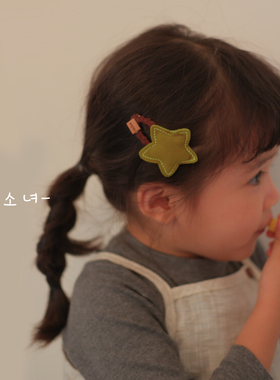黄小妞秋冬可爱星星发夹女童五角星发饰儿童头饰绿色发夹童趣配饰