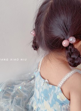 The H公主幻彩闪闪小球球皮筋韩国女童头饰儿童双马尾发绳发圈