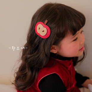 The 可爱苹果发夹儿童卡通立体发饰女童新年喜庆头饰