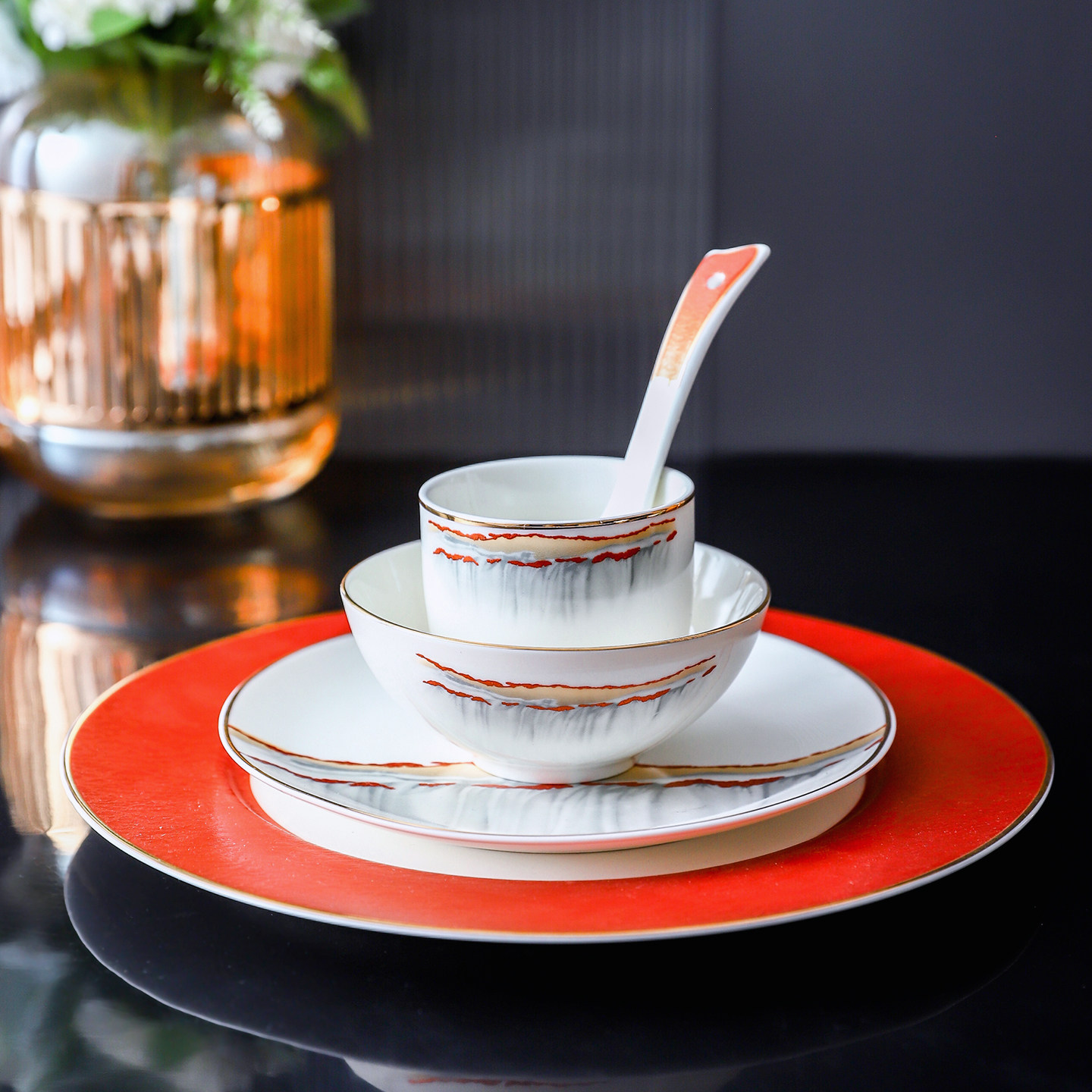 酒店餐具会所中式餐厅饭店高档金边陶瓷摆台三四件套装翅碗骨碟盘,餐饮具,盘,淘宝优惠券,粉丝福利购,淘宝优惠卷