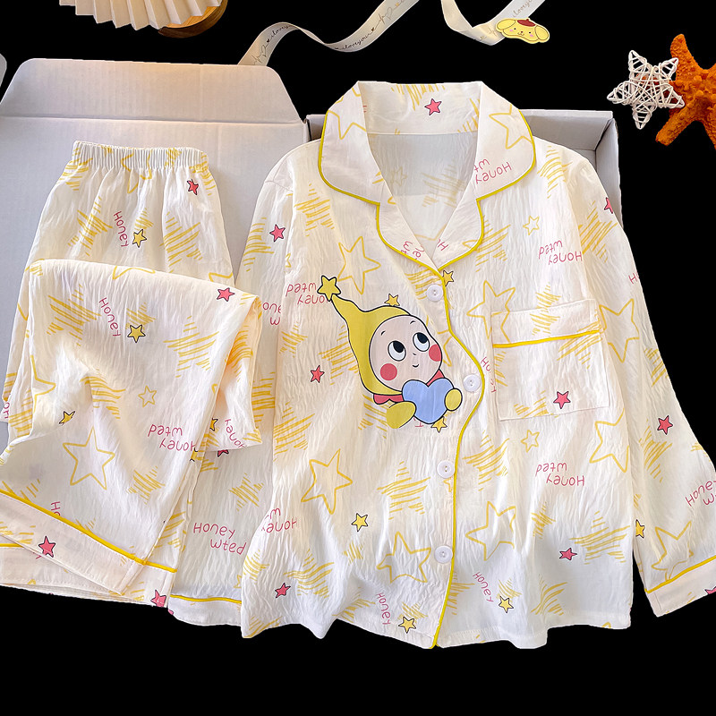 女童睡衣儿童春秋夏长袖薄款家居服女孩宝宝云朵棉韩版空调服套装