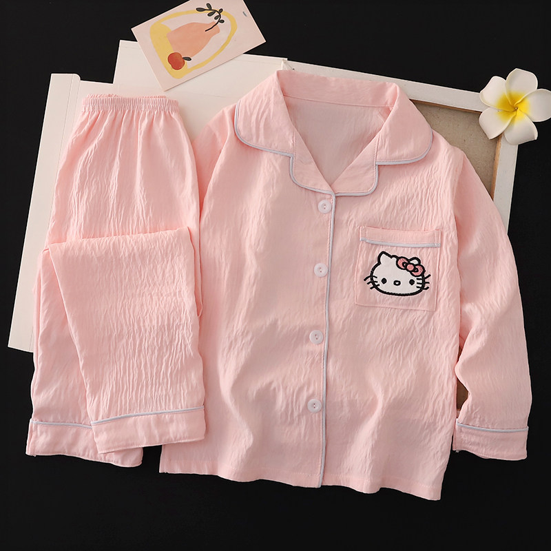 儿童睡衣女童春秋季云朵棉家居服