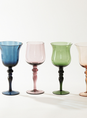 中古红酒高脚杯子高颜值复古高级感家用白葡萄酒杯起气泡酒杯礼物