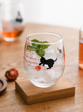 玻璃杯可爱咖啡杯家用喝水杯子耐热水杯女生高颜值酒杯茶杯饮料杯