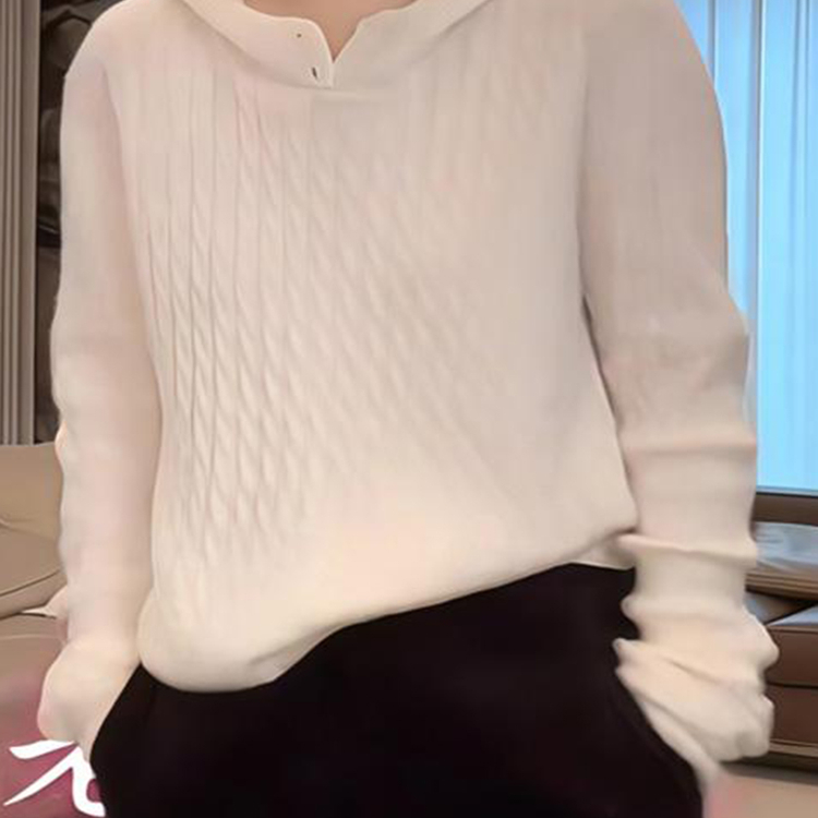 温柔慵懒风半开领针织衫女2025秋季宽松百搭减龄时髦气质时尚上衣