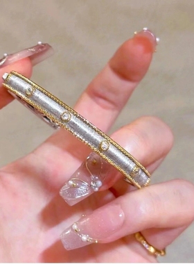 意大利拉丝分色工艺金丝边手镯圈钻 手工金边高级感轻奢宫廷风