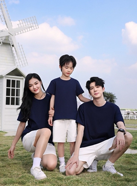 新疆长绒棉正肩圆领短袖240g7A抗菌纯色校园童装大童小童纯棉T恤