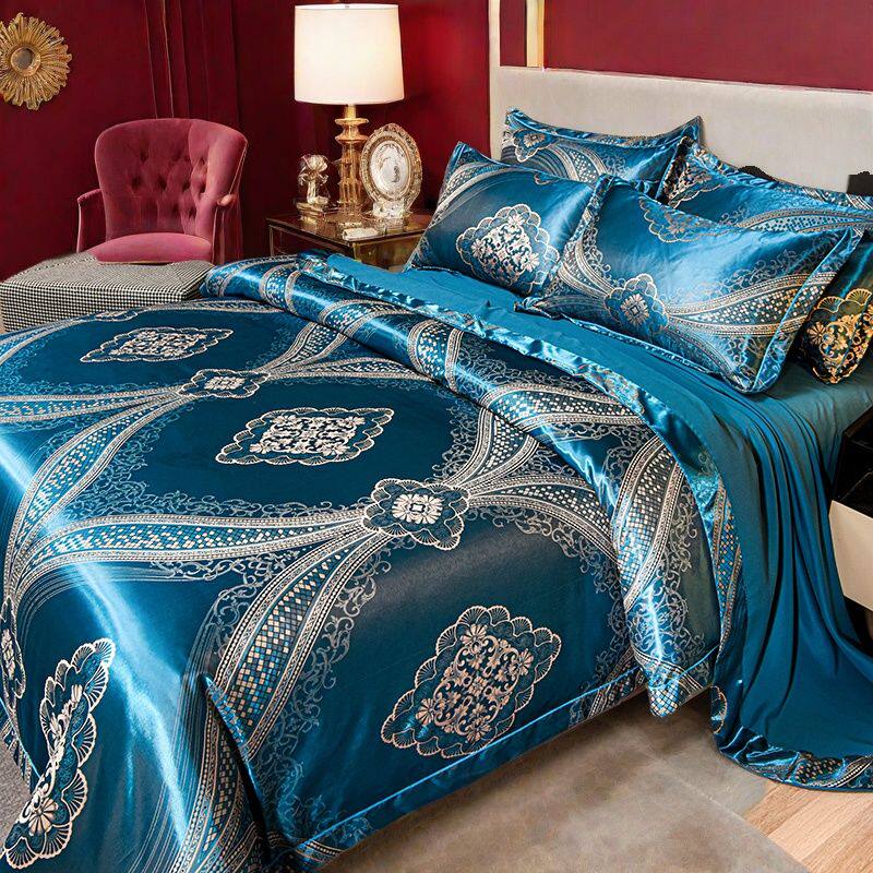 欧式贡缎提花四件套全棉纯棉轻奢高级感公主风床上用品床单被套