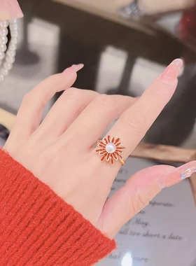 真珍珠蝴蝶戒指女小众高级感ins风finger ring开口戒指不掉色食指