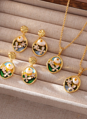 淡水珍珠莫奈花园轻奢椭圆项链