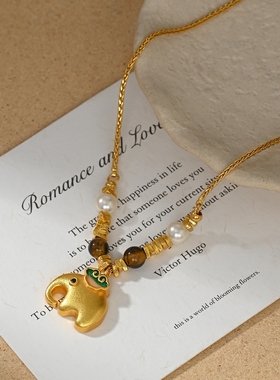 新款沙金小象轻奢长款毛衣链