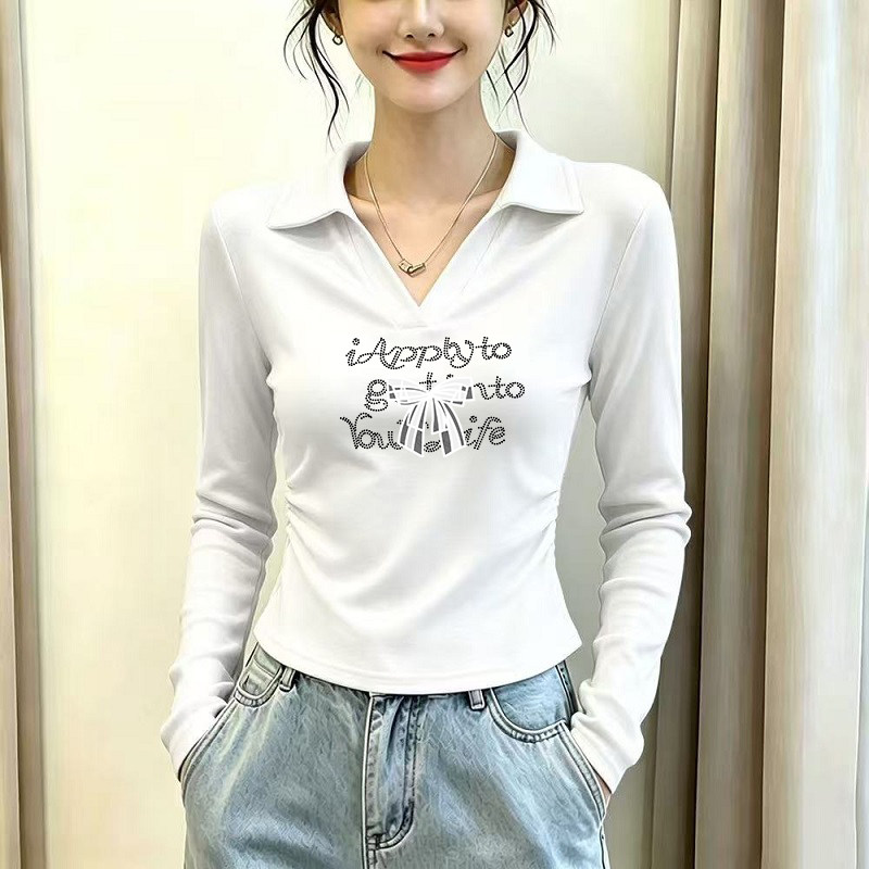 POLO领长袖T恤女2026新款早秋修身高级感设计小众内搭纯棉上衣女