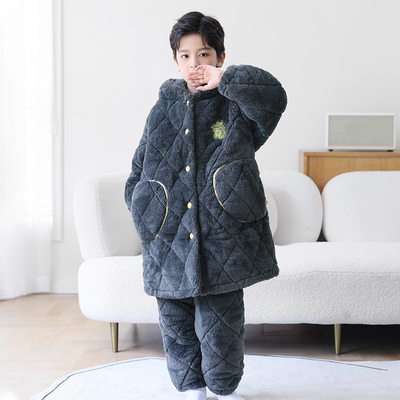 冬季男小童睡衣夹棉加厚家居服