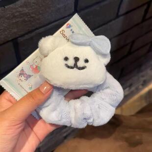 线条小狗蓝色蝴蝶结秋冬毛绒大肠发圈日韩少女扎头皮筋马尾发绳