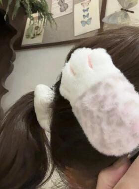 原宿辣妹可爱小猫爪发夹发饰夹子毛绒秋冬刘海夹发卡头饰女韩版