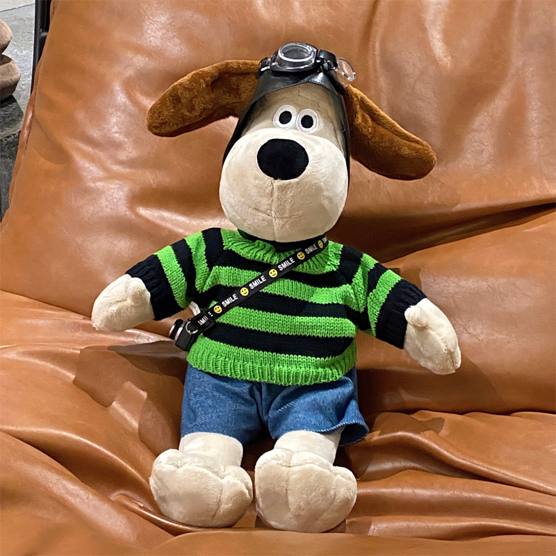 42cm修勾可爱小狗玩偶掌门大号狗公仔衣服套装飞行员生日女生礼物