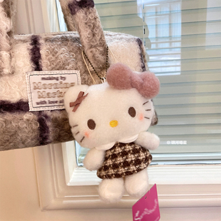 女明星KT猫包挂件hello格纹摩卡玉桂狗美乐蒂库洛米书包挂饰