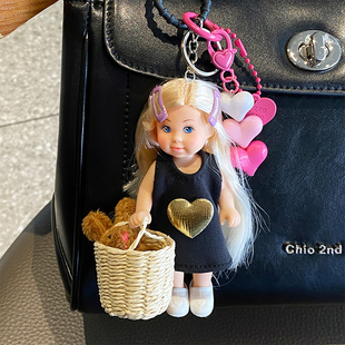 miu系复古风极繁主义可爱芭比洋娃娃高级感背包包挂饰饰品礼物