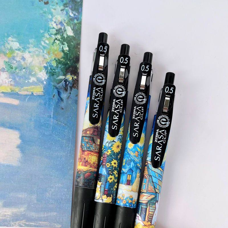 斑马ZEBRA第四代梵高限定笔DIY热缩膜款中性笔JJ15按动笔黑色笔芯