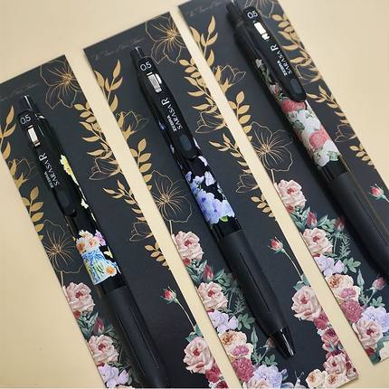 新款日本ZEBRA斑马巴黎之塔盛开玫瑰限定DIY贴纸法国花朵中性笔黑
