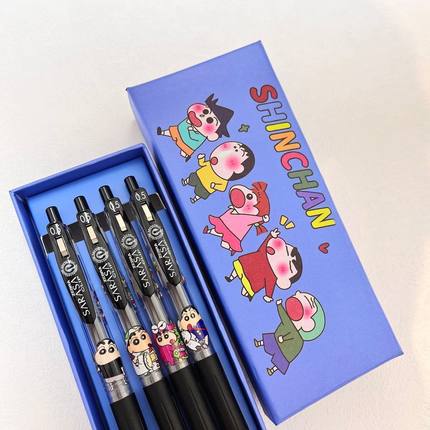 ZEBRA斑马笔蜡笔小新中性笔JJ15按动中性笔考试黑签字笔DIY贴纸款