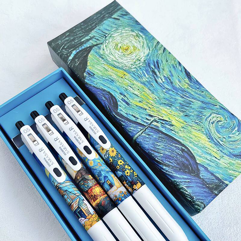 斑马ZEBRA第四代梵高限定DIY贴纸款中性笔JJ29不晕染速干黑色笔芯