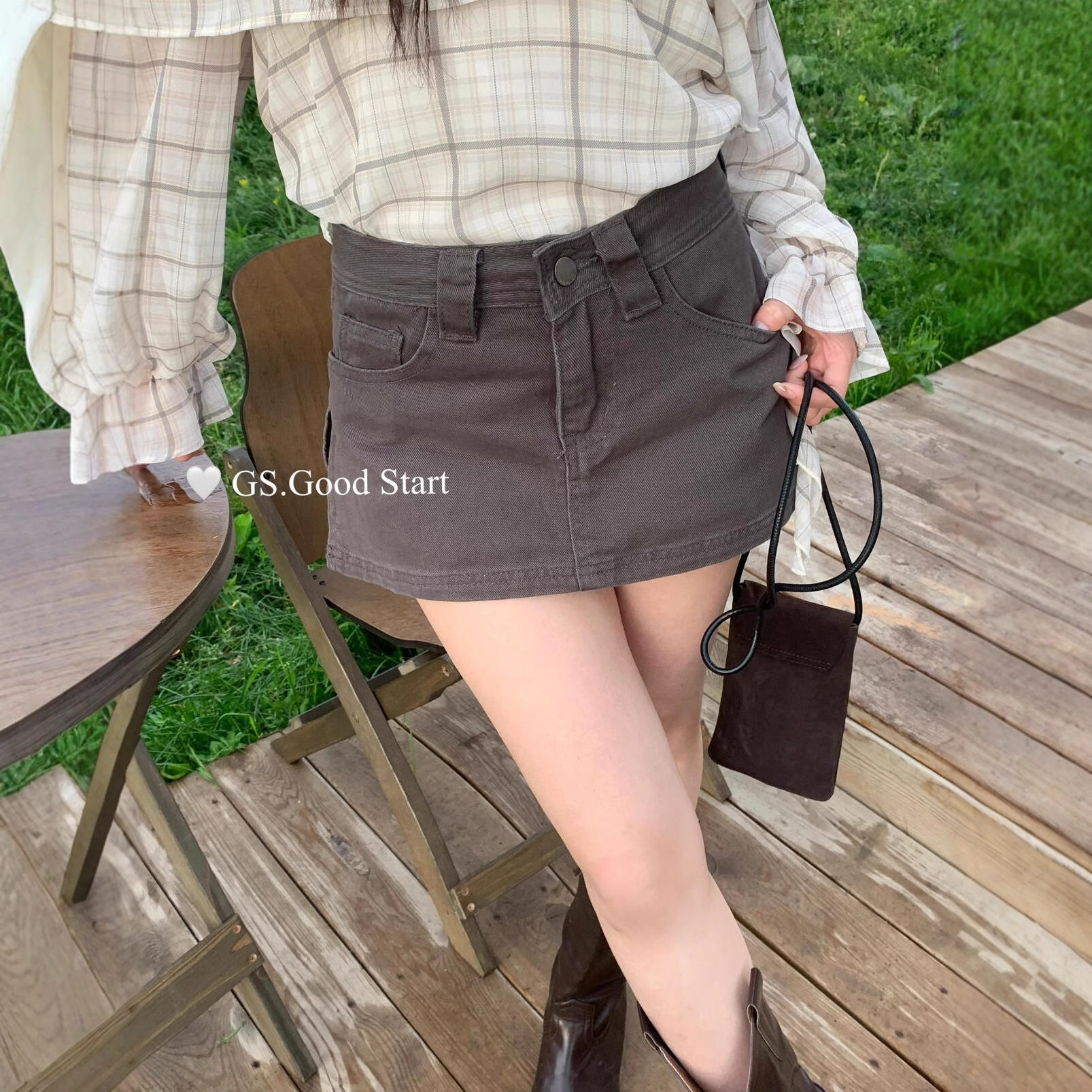 清仓不退还-秋季女时髦纯欲风显瘦洋气开衩包臀牛仔裙裤G3108