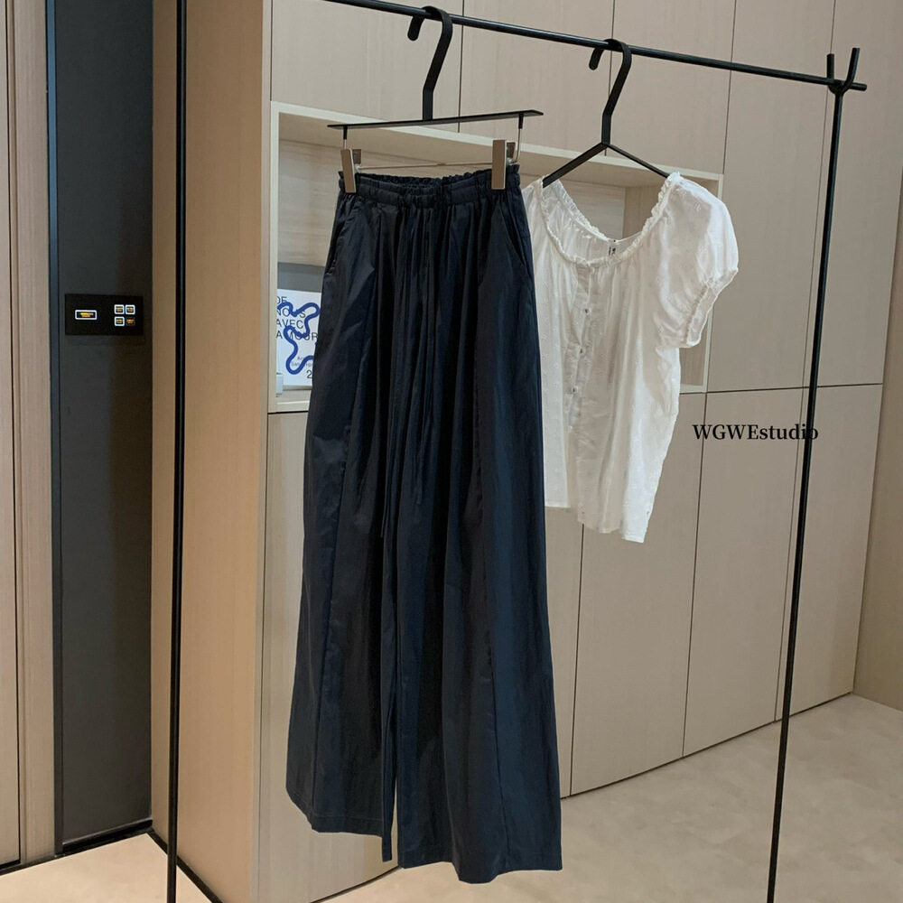 清仓不退换韩系甜酷休闲风空气感垂坠感木耳边松弛系带直筒休闲裤