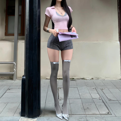 学院风蝴蝶结天鹅绒薄款过膝袜